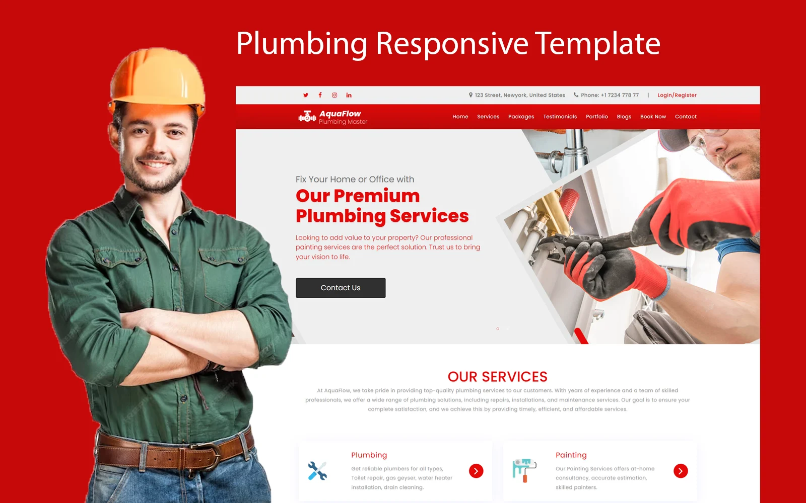 AquaFlow Plumbing and Maintenance Services Responsive Website Template