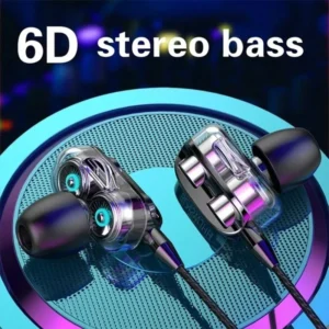 Universal 3.5mm Wired Headphone with Mic TWS Dual Moving Coil Earphone In Ear Earbuds Bass Headset For Sports Fitness HiFi Music