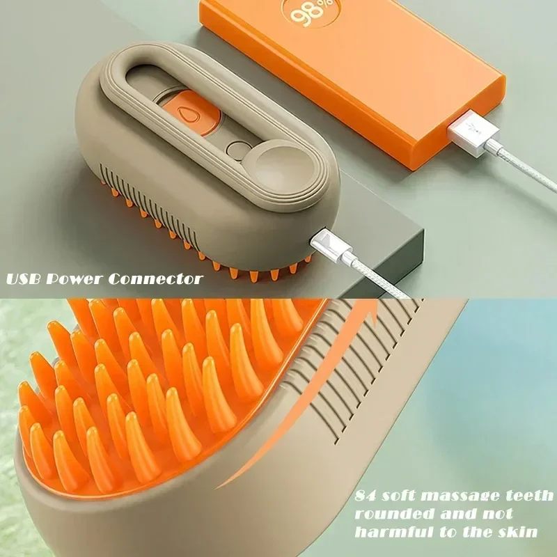 Steam Dog Brush Cats Pet Electric Spray Grooming Cat's Hairs Brush For Dogs Remove Tangles Tools Rings Rings 18 Belt Speaker You - Image 5