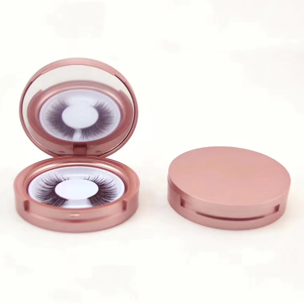 Eyelashes Storage Organizer Double Layer Eyelash Packaging Circle Box With Mirror And Tray Empty Lash Case With Lash Holder - Image 4
