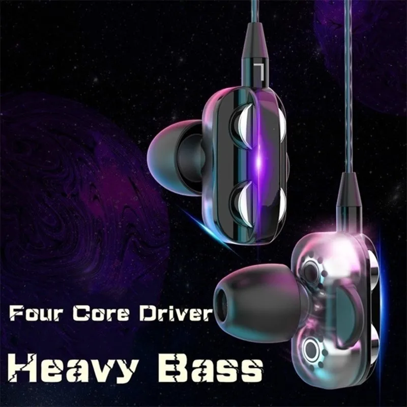 Universal 3.5mm Wired Headphone with Mic TWS Dual Moving Coil Earphone In Ear Earbuds Bass Headset For Sports Fitness HiFi Music - Image 2