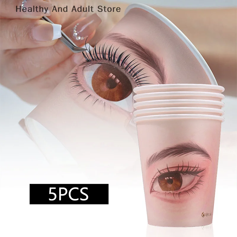 5Pcs Beauty Eyelash Practice Paper Cup Eyelash Extension Practice Beginner Lashes Training Disposable Paper Cups Multifunction - Image 2