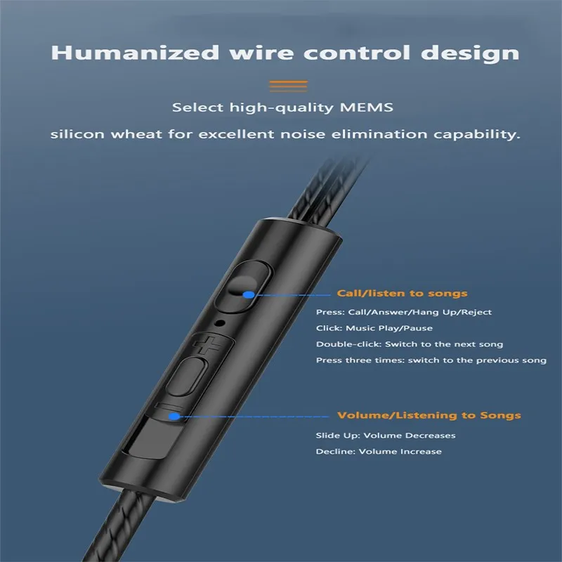 Universal 3.5mm Wired Headphone with Mic TWS Dual Moving Coil Earphone In Ear Earbuds Bass Headset For Sports Fitness HiFi Music - Image 5