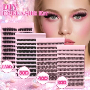 DIY Eyelash Extension Kit Individual Lashes Cluster Mix Lash Clusters with Lash Bond and Seal and Lash Accessories