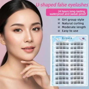 Korean Girl Group Inspired U-Shaped False Eyelashes Thin Film Natural Looking Bare Makeup Effect for Women O9M0