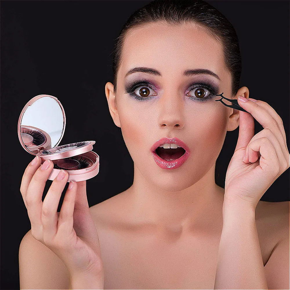Eyelashes Storage Organizer Double Layer Eyelash Packaging Circle Box With Mirror And Tray Empty Lash Case With Lash Holder - Image 5