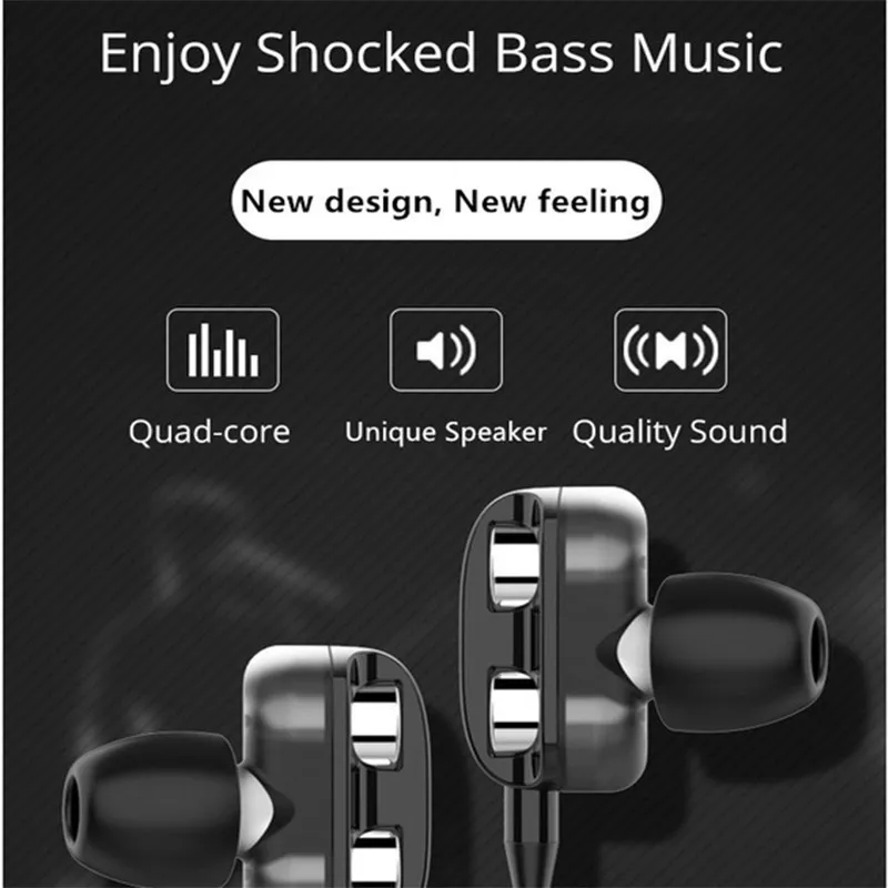 Universal 3.5mm Wired Headphone with Mic TWS Dual Moving Coil Earphone In Ear Earbuds Bass Headset For Sports Fitness HiFi Music - Image 4