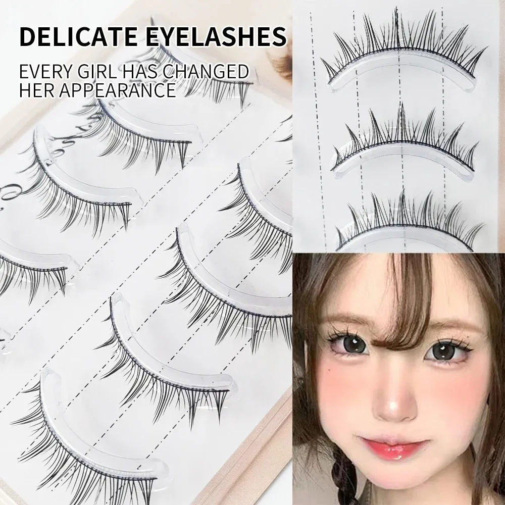 10 Pairs Long False Eyelashes Extensions 5 Rows Natural Look Slim Strip Lashes for Eye Makeup - Image 3