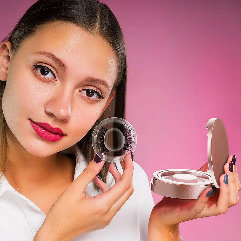 Eyelashes Storage Organizer Double Layer Eyelash Packaging Circle Box With Mirror And Tray Empty Lash Case With Lash Holder - Image 6