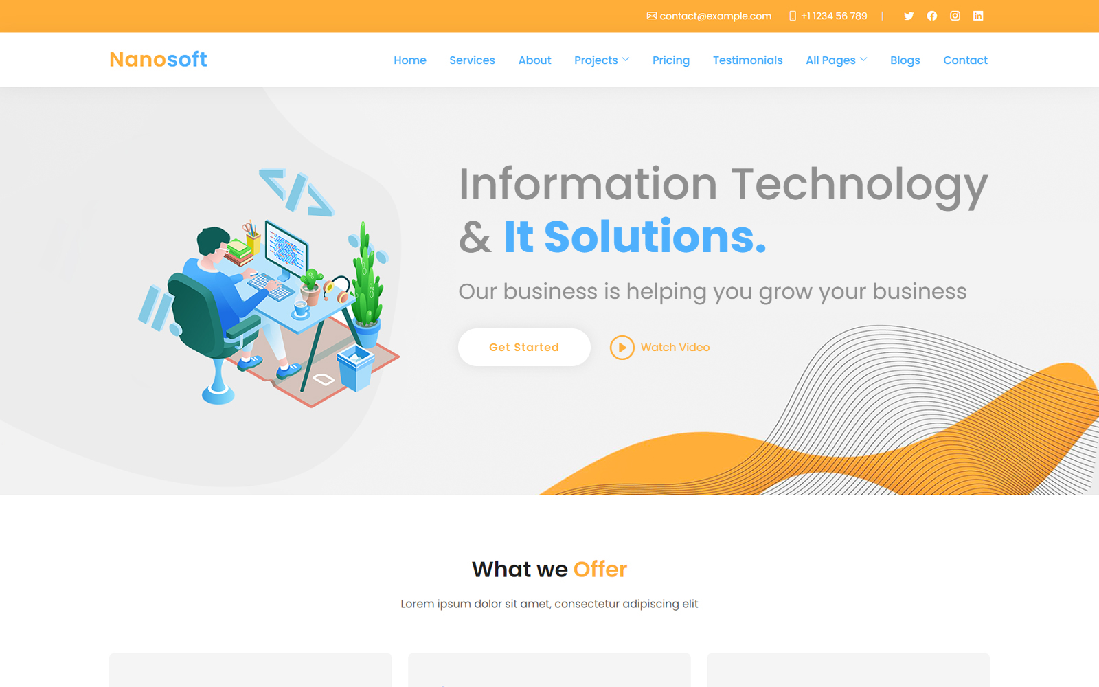 Nanosoft Technology IT Solution Responsive Website Template for software companies, IT services providers, digital agencies, and technology startups