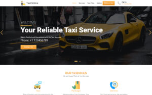 Taxo Taxi and Cab Booking Landing Page Template for taxi companies, cab booking services, airport transfers, and transportation businesses