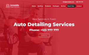 Automobile Auto Detailing and Car Services Responsive Landing Page Template for car wash businesses, vehicle detailing companies, and automotive service providers