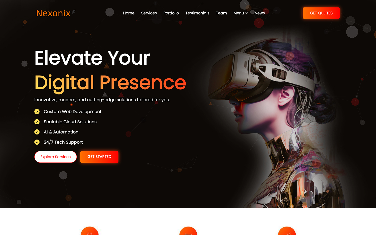 Nexonix Business Services and IT Solutions Responsive Website Template for IT companies, consulting firms, technology startups, and digital agencies
