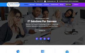 Cool Coder Software Company Website Template for IT companies, software firms, SaaS businesses, startups, and digital agencies