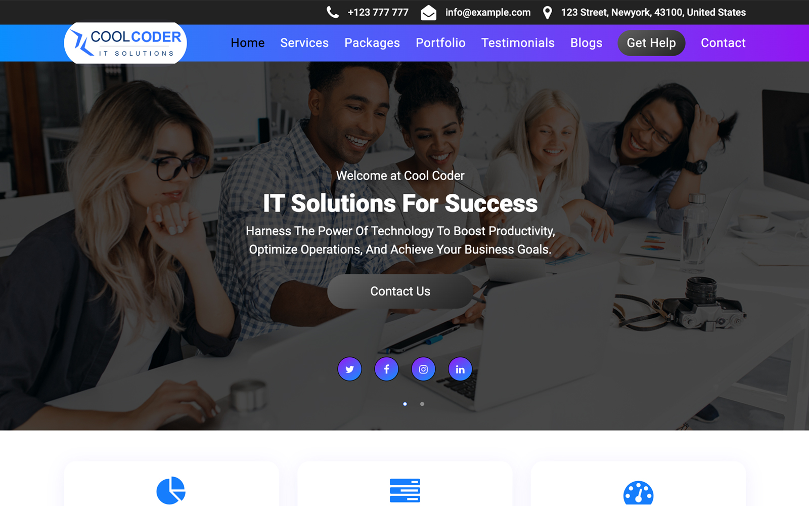 Cool Coder Software Company Website Template for IT companies, software firms, SaaS businesses, startups, and digital agencies
