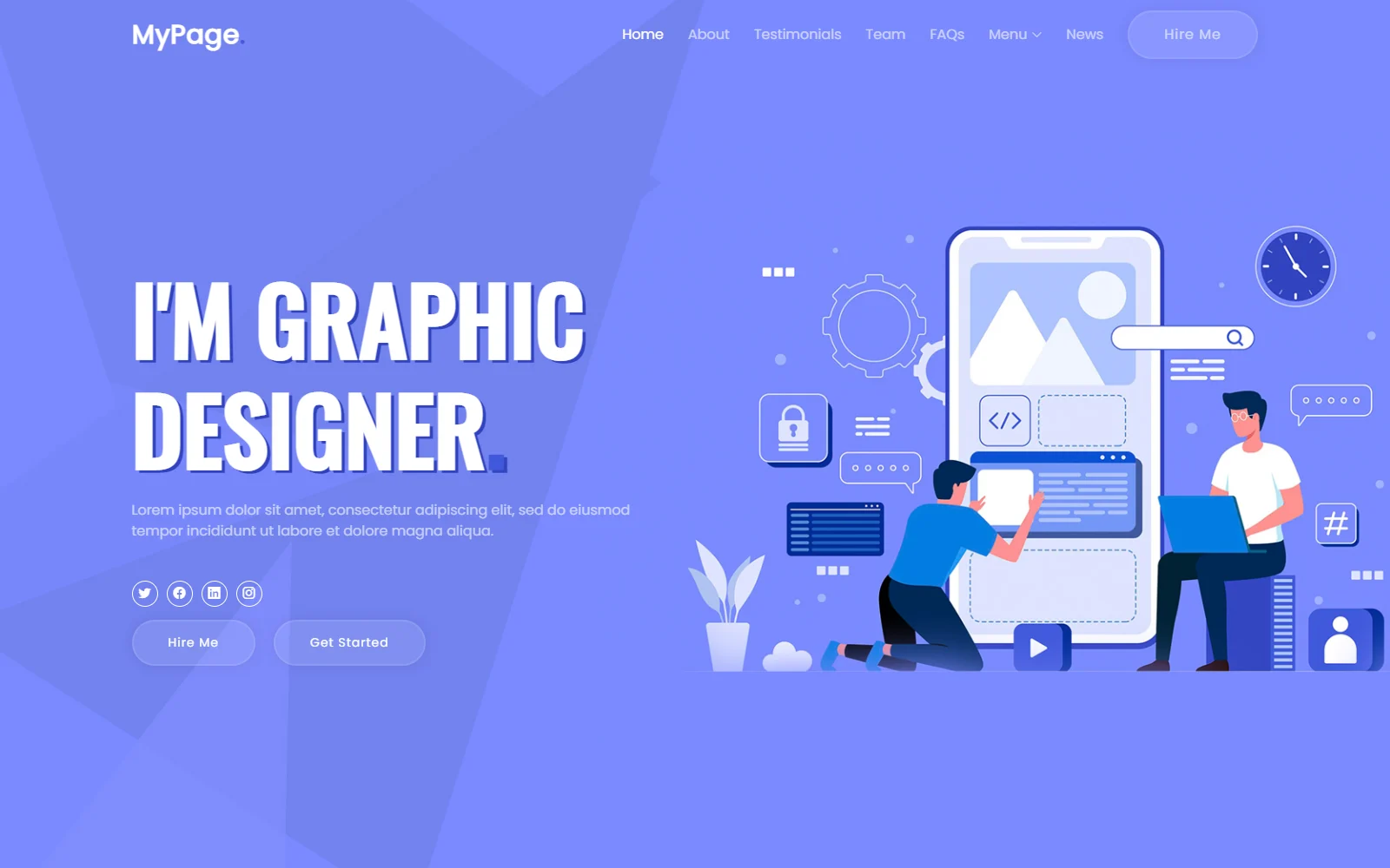 MyPage Personal Portfolio and Resume Website Template for freelancers, developers, designers, and creative professionals