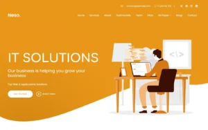 Neso IT Solutions and Business Services Responsive Website Template for software companies, IT firms, startups, and digital agencies