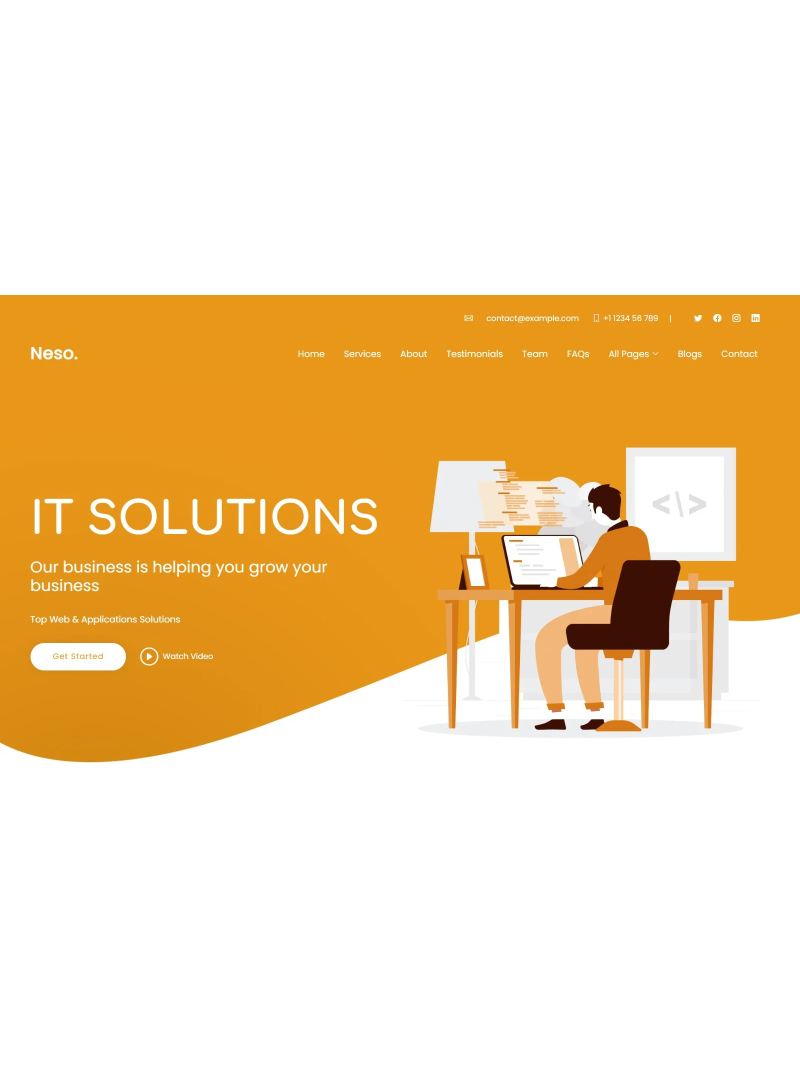 Neso IT Solutions and Business Services Responsive Website Template for software companies, IT firms, startups, and digital agencies