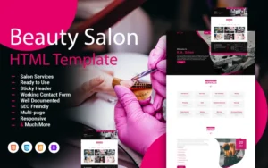 Beauty Salon Website Template for beauty salons, spas, hair salons, skincare clinics, makeup artists, and wellness centers