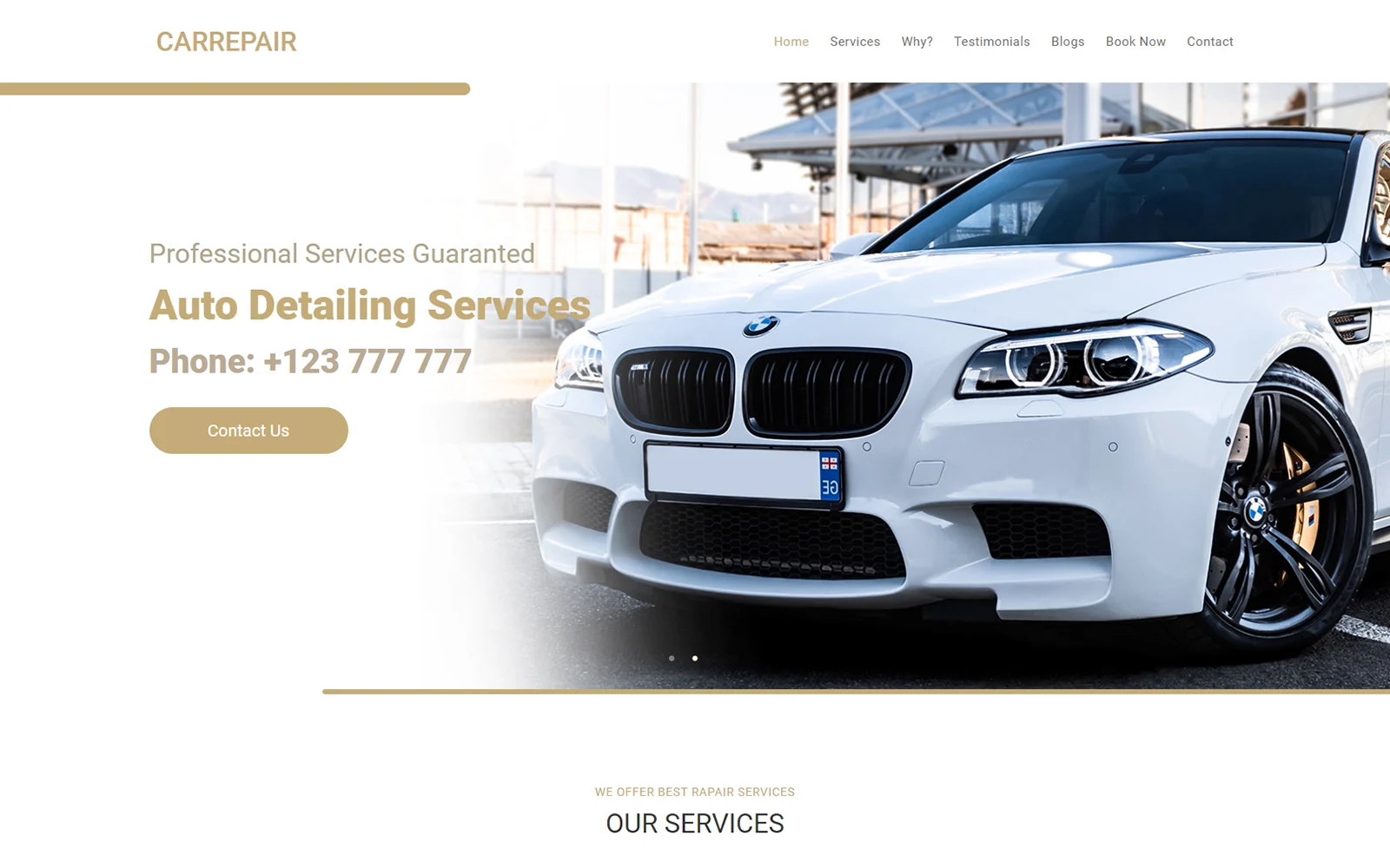 Car Repair Website Template – Responsive Auto Detailing Landing Page - Free Download
