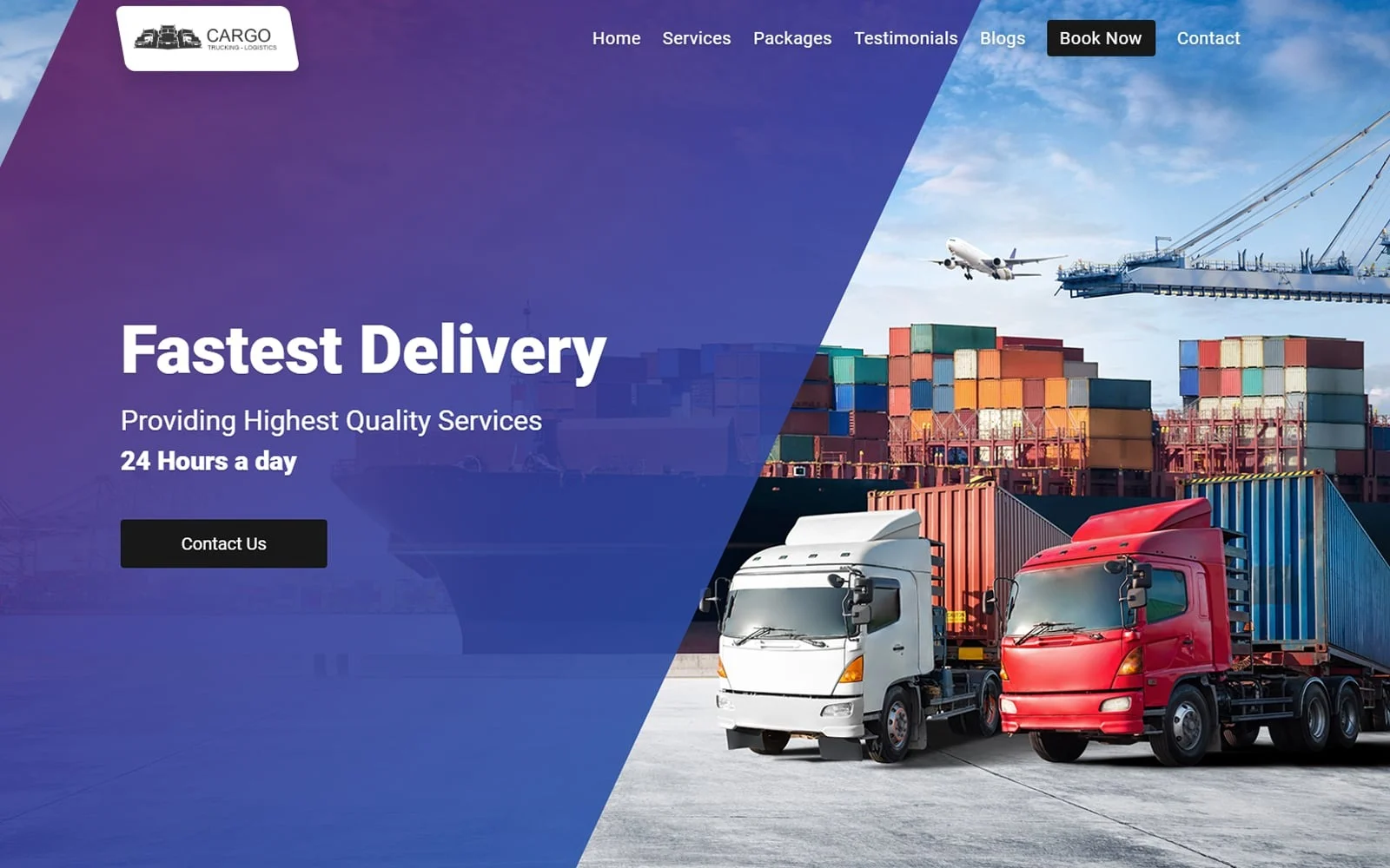 Movers Cargo Logistics Company Website Template for freight companies, shipping services, transportation businesses, warehouse providers, and moving companies