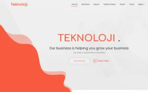 Teknoloji Business Services Technology Website Template for IT companies, software businesses, digital agencies, technology startups, and consulting firms
