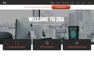 Zra Multipurpose HTML Website Template for business, startup, agency, corporate, and professional websites