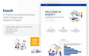 Ensoft IT Solutions and Business Services responsive website template for software companies, technology startups, and digital agencies