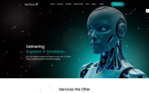 Technoai IT solutions and business services responsive website template for software companies and technology businesses