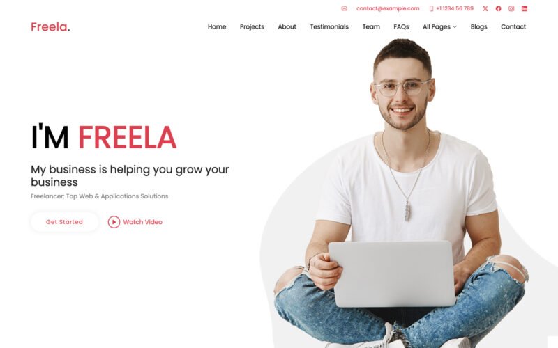 Freelancer personal portfolio website template for developers, designers and creative professionals