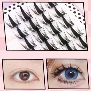 Simulation False Eyelashes Comic Elf Self Adhesive Individual Cluster Reusable Segmented Winged Thick Lash Extension 12mm