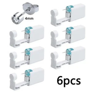 6pcs Disposable Ear Piercing Gun Built-in Earrings Studs Safety Self Ear Piercing Tools Set