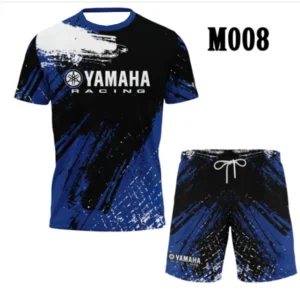 Summer Yamaha New Motorcycle Tee Set Men Women Oversized Breathable Speed Drying Racing Set Street Fashion Leisure Sports Set