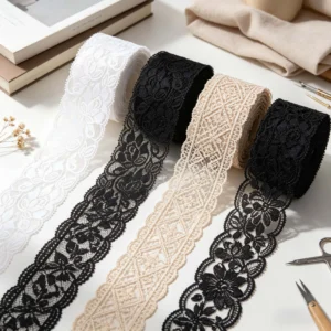 Elastic Eyelash Lace Trim 6.5cm 2-5Yard Floral Mesh Embroidered Lace Ribbon for DIY Sewing Craft Supplies Lingerie Decor Fabric