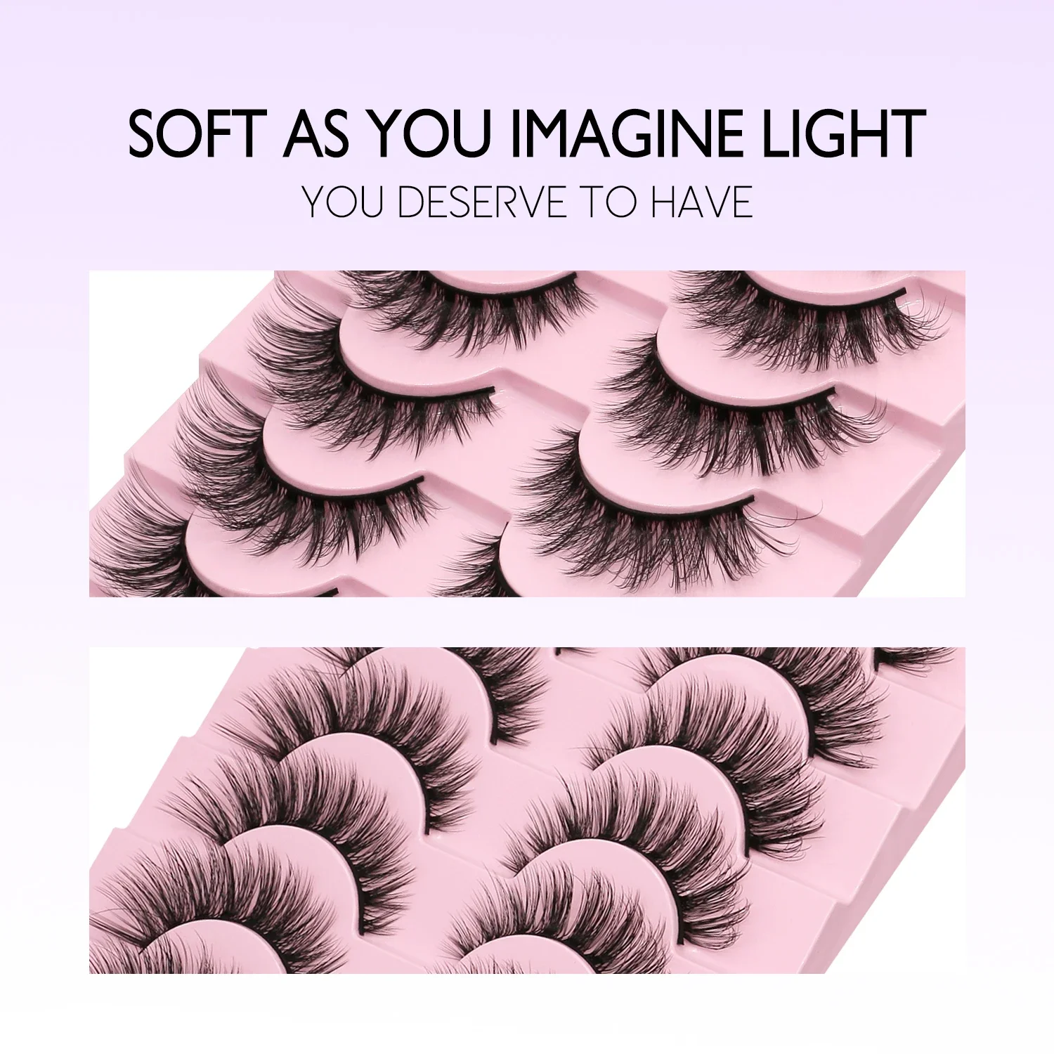 Veltrinay False Eyelashes Wispy Lashes 3D Mink Lashes Fluffy Volume Strip Lashes D Curl Fake Eyelashes Make up - Image 4