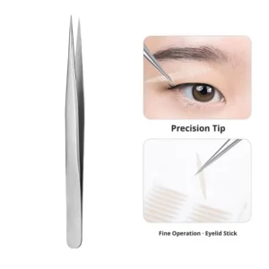 1pcs Original New Silver Tweezers for Eyelash Extensions Stainless Steel Hyper Fine Tip Anti Static ESD Tweezers T3W6