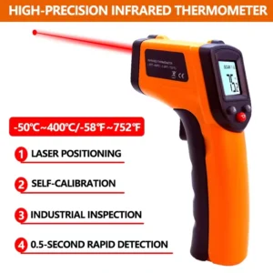 New Infrared Thermometer Handheld Temperature Gun Non-Contact Laser Heat Tester -50-400°C for Industrial Home Automobile Use
