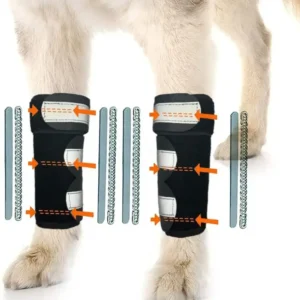 1PC Portable Metal Strips Dog Front Leg Brace Reflective Strips Non-Slip Knee Brace Breathable Adjustable Straps Joint Support