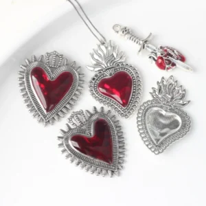 6pcs/lot Zinc Alloy Enamel Spray Painted Heart Pendant Charms for Necklace Bracelet Jewelry Marking Diy Accessories