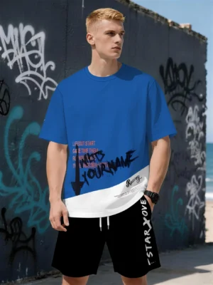 2026 Summer Men's Suit with Letter Print Breathable Lightweight Casual and Fashionable Outdoor Men's Clothing