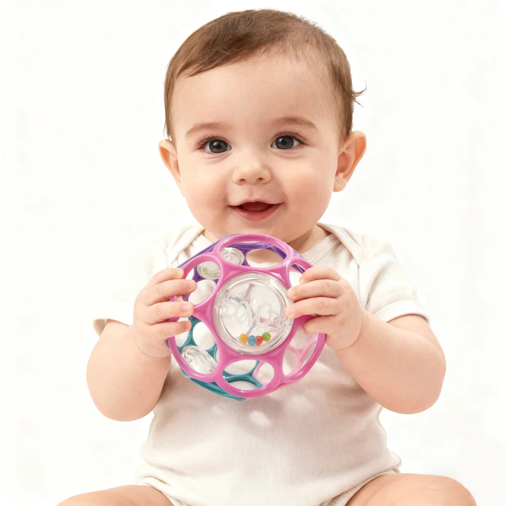 Soft Baby Grasping Ball Rattles with Bell Ball Early Education Educational Sensory Toy Random Color) - Image 6