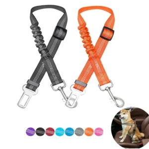 Adjustable Dog Car Seat Belt Harness for Dogs Nylon Reflective Cushioning Elasticity Car Travel Dog Accessories for Dogs