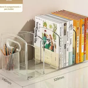 4 Compartment Clear Acrylic File Organizer Desktop Magazine Holder With Handle For Office Home