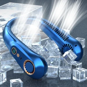 New Summer Portable Mini Hanging Neck Fan Bladeless Neckband Fan Digital Display Power Air Cooler USB Rechargeable Electric Fans
