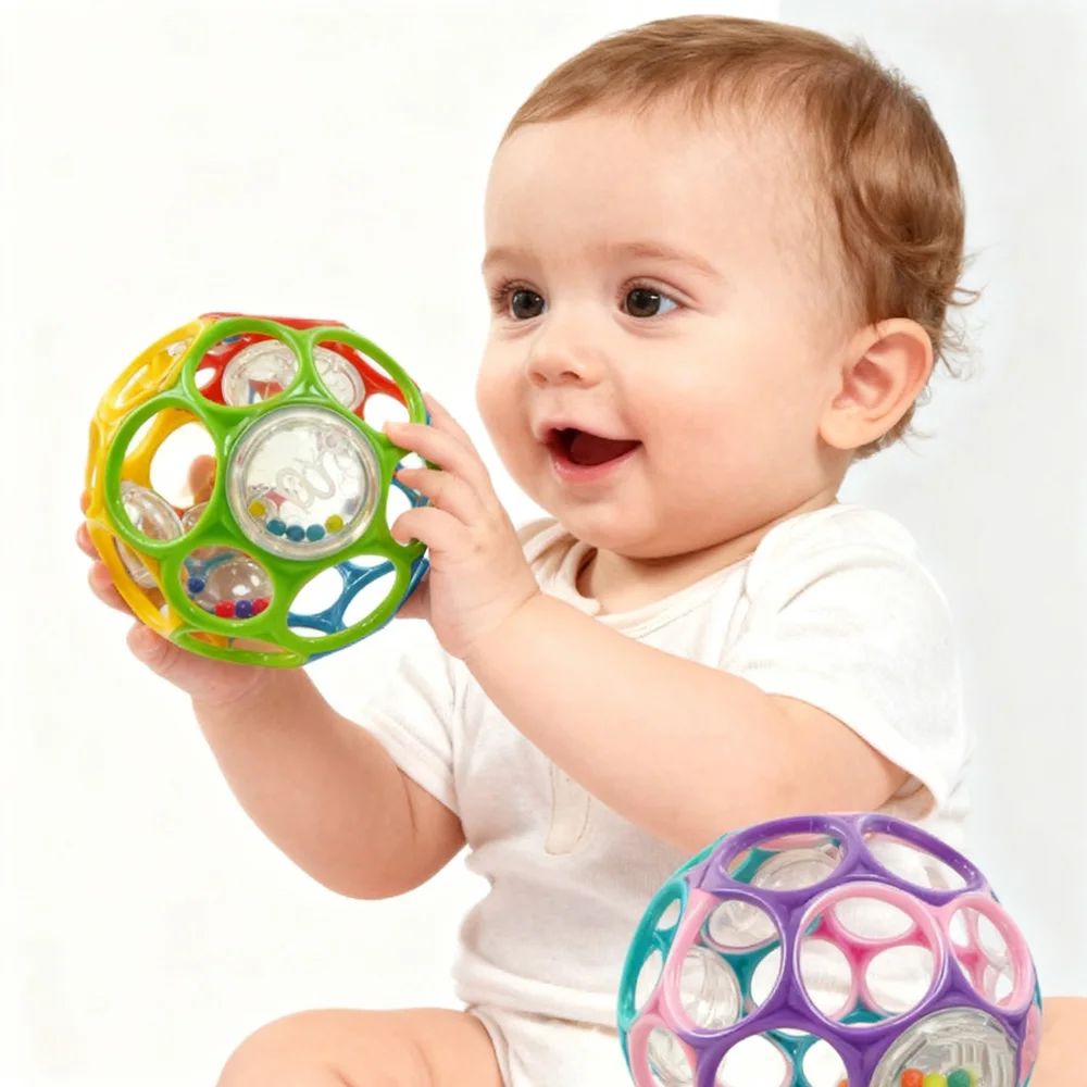 Soft Baby Grasping Ball Rattles with Bell Ball Early Education Educational Sensory Toy Random Color)