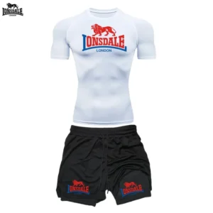 2026Simple and fashionable printed fitness loose, breathable and skin-friendly tight T-shirt, double-layer drawstring shorts set