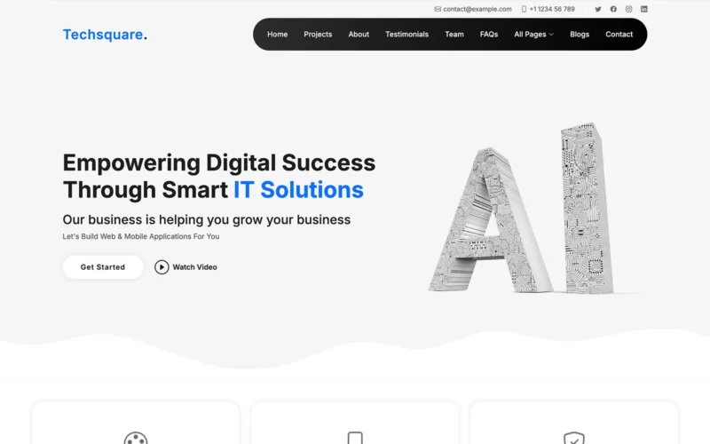 Techsquare AI Solutions Website Template for IT and Business Services