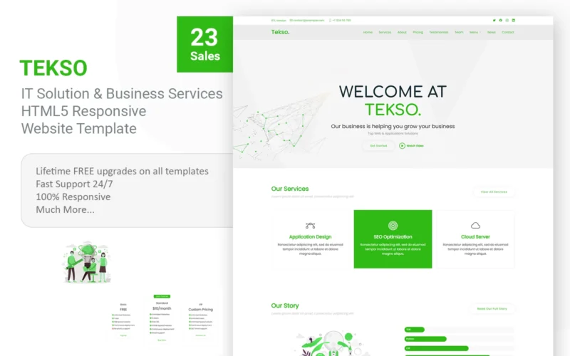 Tekso IT Solutions and Business Services Responsive Landing Page Template