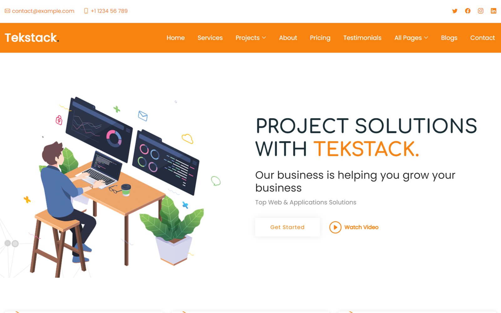 Tekstack IT Solutions Startup and Business Services Website Template